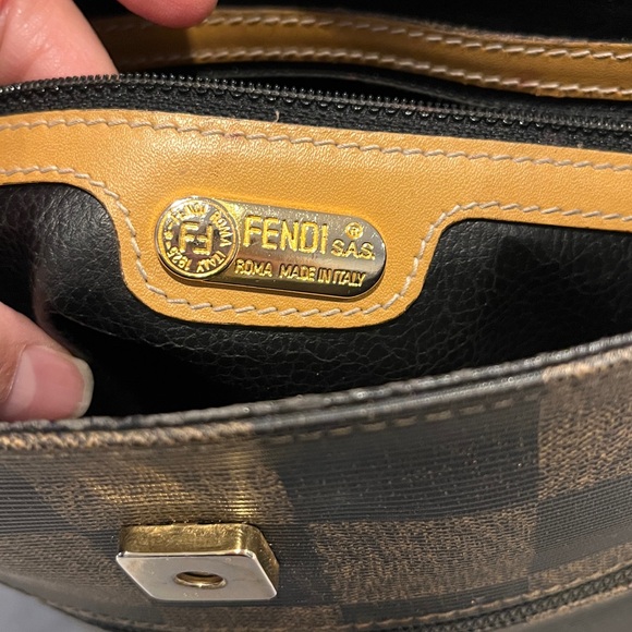 FENDI authentic rare vintage 90s Pequin checkerboard crossbody messenger bag EUC - Picture 8 of 16